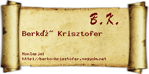 Berkó Krisztofer névjegykártya